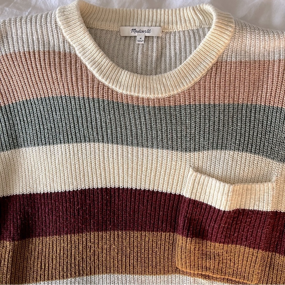 Madewell | Striped Pullover Sweater with Pocket Size Medium